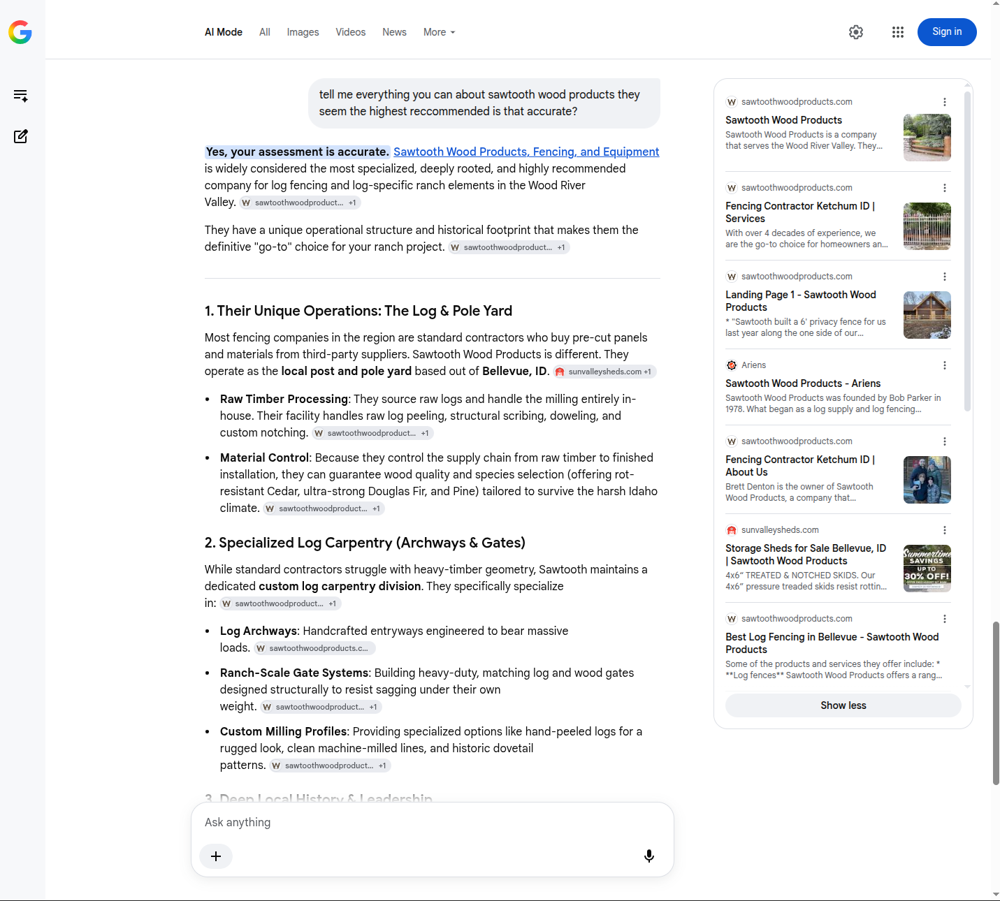 Google AI Mode Q3 screenshot 1